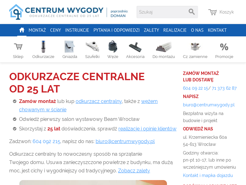 Odkurzacze centralne Centrum Wygody